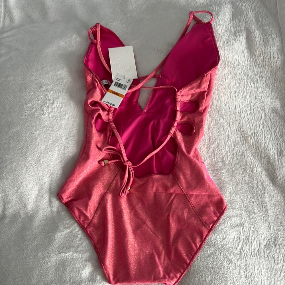 Pink cross back swim suit